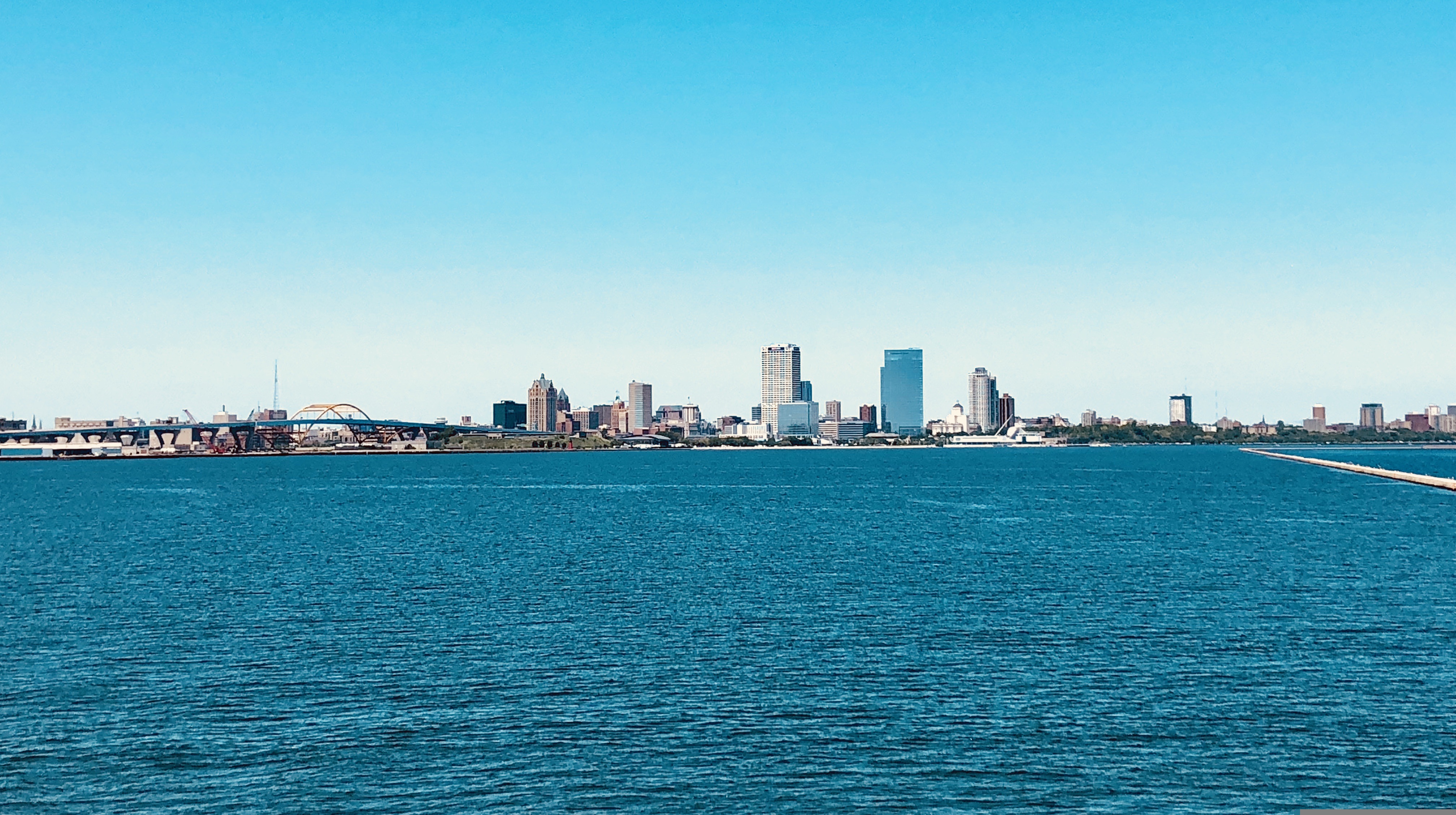 Milwaukee skyline over Lake Michigan